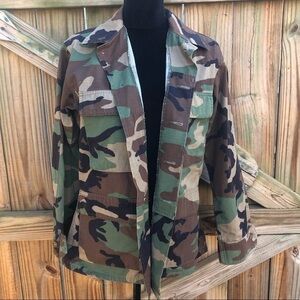 Authentic Military Hot Weather Woodland Camouflage Combat Coat Shirt Jacket